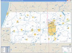 Kalamazoo-Portage Metro Area Wall Map Basic Style 2026